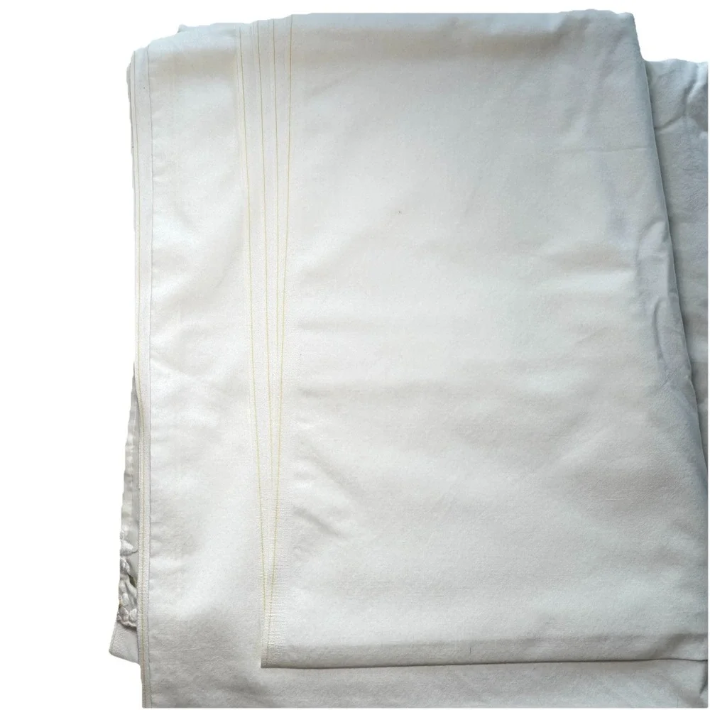 VTG Wamsutta Supercale Plus Ivory Full Flat Sheet & Pillowcase‎ Daisy Embroidery